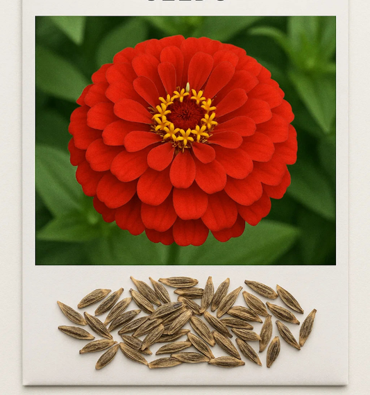 Zinnia Double Scarlet Mixed Color Flower Seeds