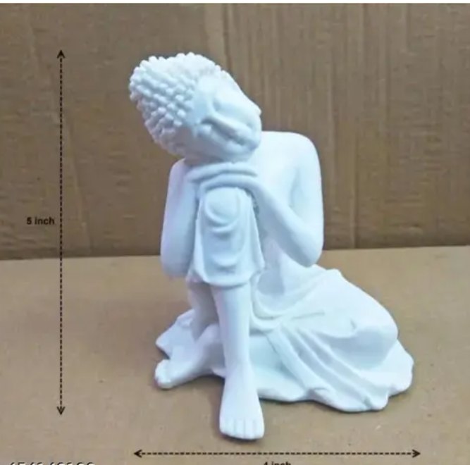Thinking Buddha white for garden decor