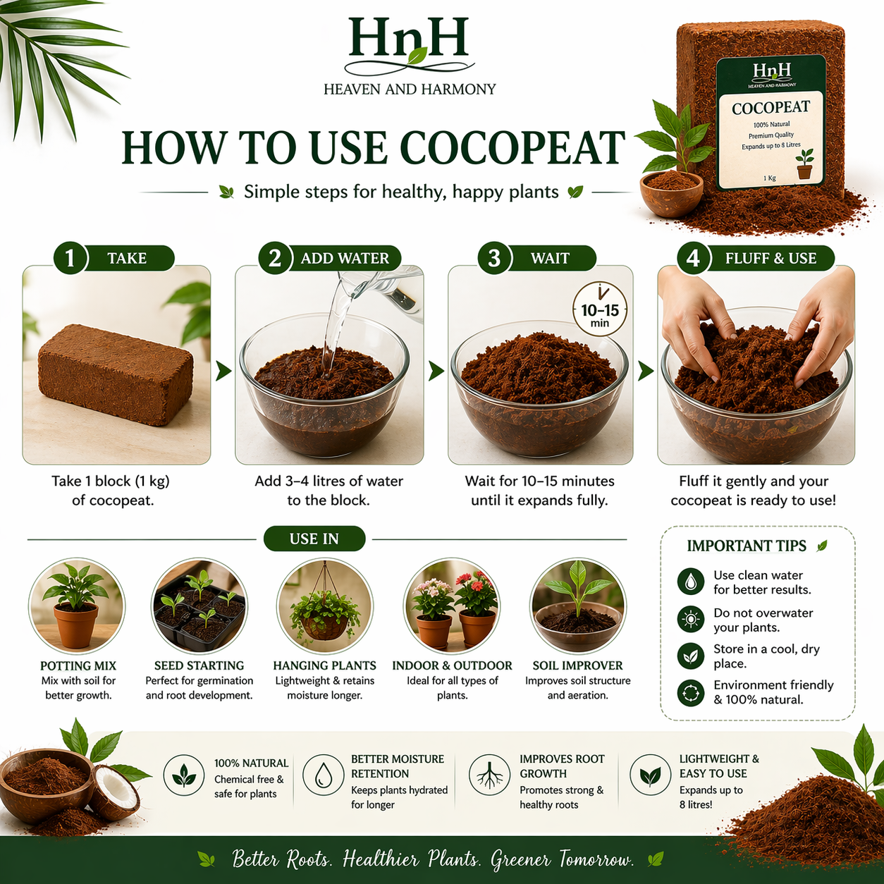 HnH Cocopeat block ( 1 kg )